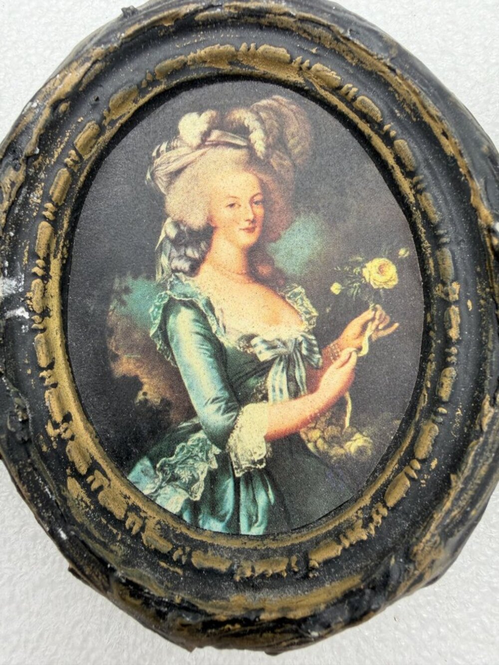 Trio Of Miniature Famous Art Prints in Chalkware Frames Marie Antoinette-AS IS - Picture 3 of 8